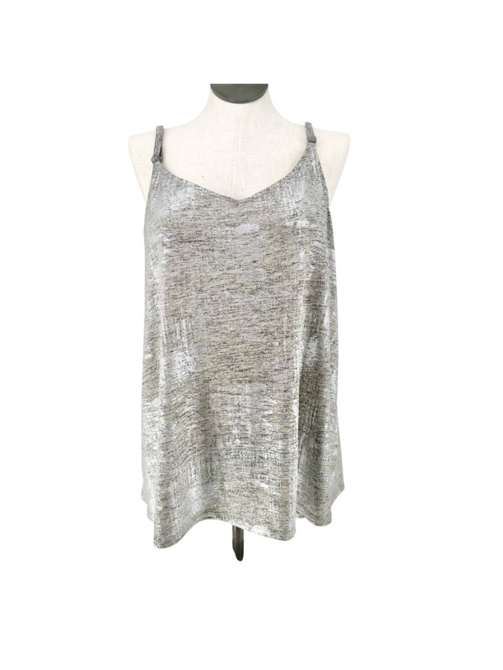 Torrid 3 Hacci Camisole Tank Top Metallic Silver Sparkly Sleeveless Womens 3X
